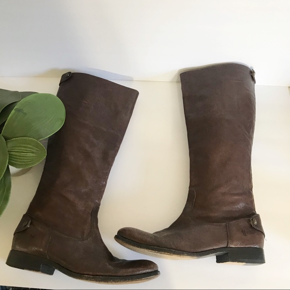 Frye Shoes - Frye Melissa Button Back Boots Zip Dark Brown